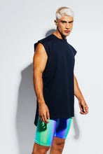 Load image into Gallery viewer, BLACK SLEEVELESS LONG T-SHIRT
