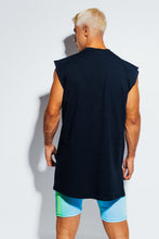 Load image into Gallery viewer, BLACK SLEEVELESS LONG T-SHIRT
